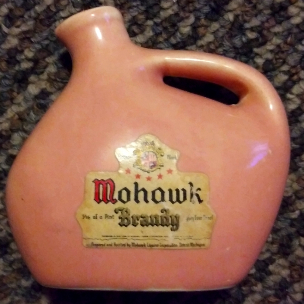 Mohawk Brandy Miniature Liquor Bottle    Mohawk Liqueur Corp. Detroit, Michigan
